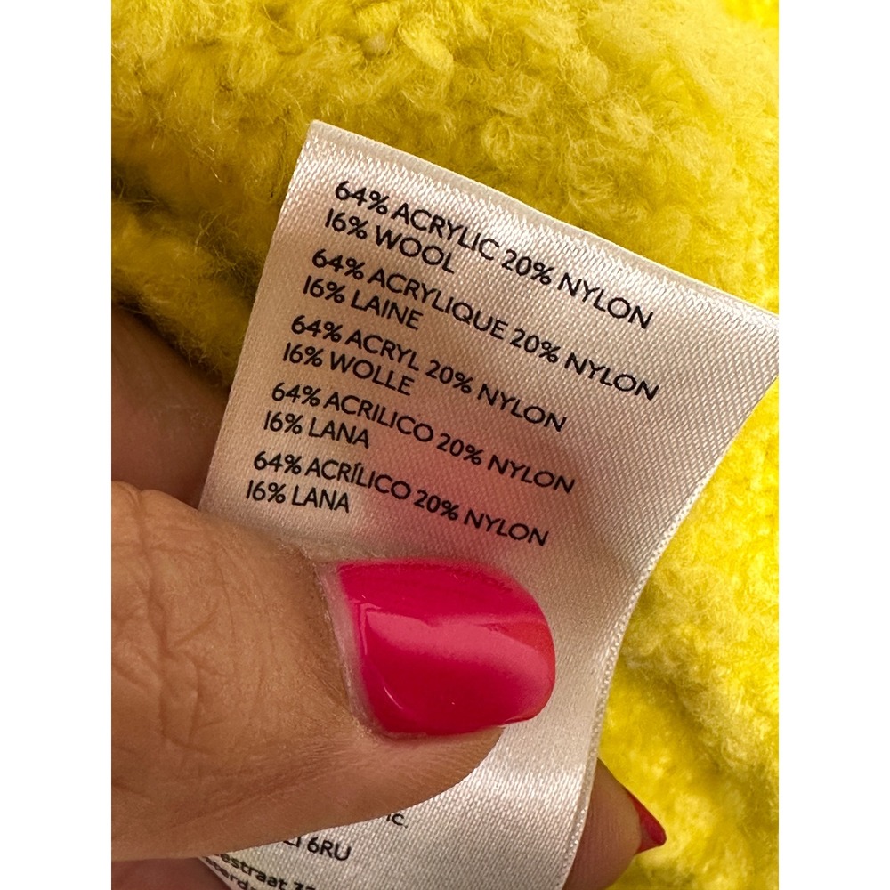 Anthropologie Pilcro V-Neck Teddy Sweater Yellow XS Oversized Tunic Pullover - Picture 12 of 12